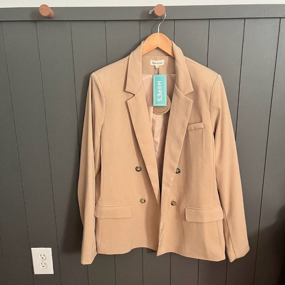 Women's Camel Tan Oversized Blazer Jacket Medium
